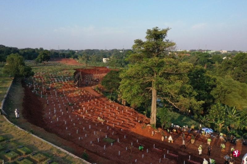印尼冠病死例激增 当局拨两公顷墓地应对